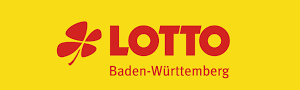 Das Logo von Lotto Baden-Württemberg zeigt ein rotes Kleeblatt und Schrift auf gelbem Hintergrund